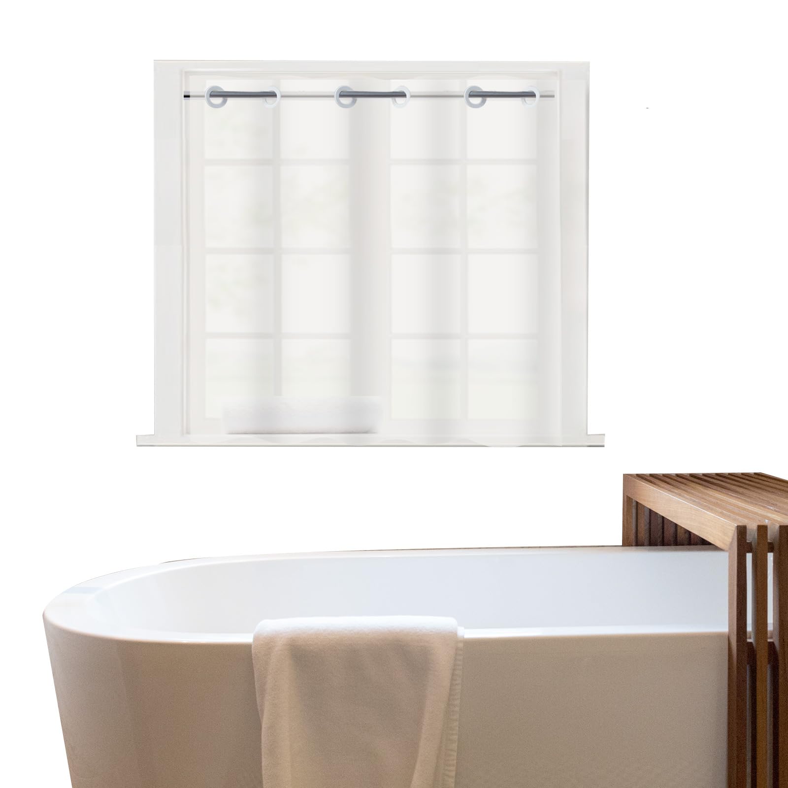 YISURE Plastic Frosted PEVA Bathroom Window Curtain, No Hook Needed Narrow Short Peva Privacy Shower Curtain for Shower Room, Wi