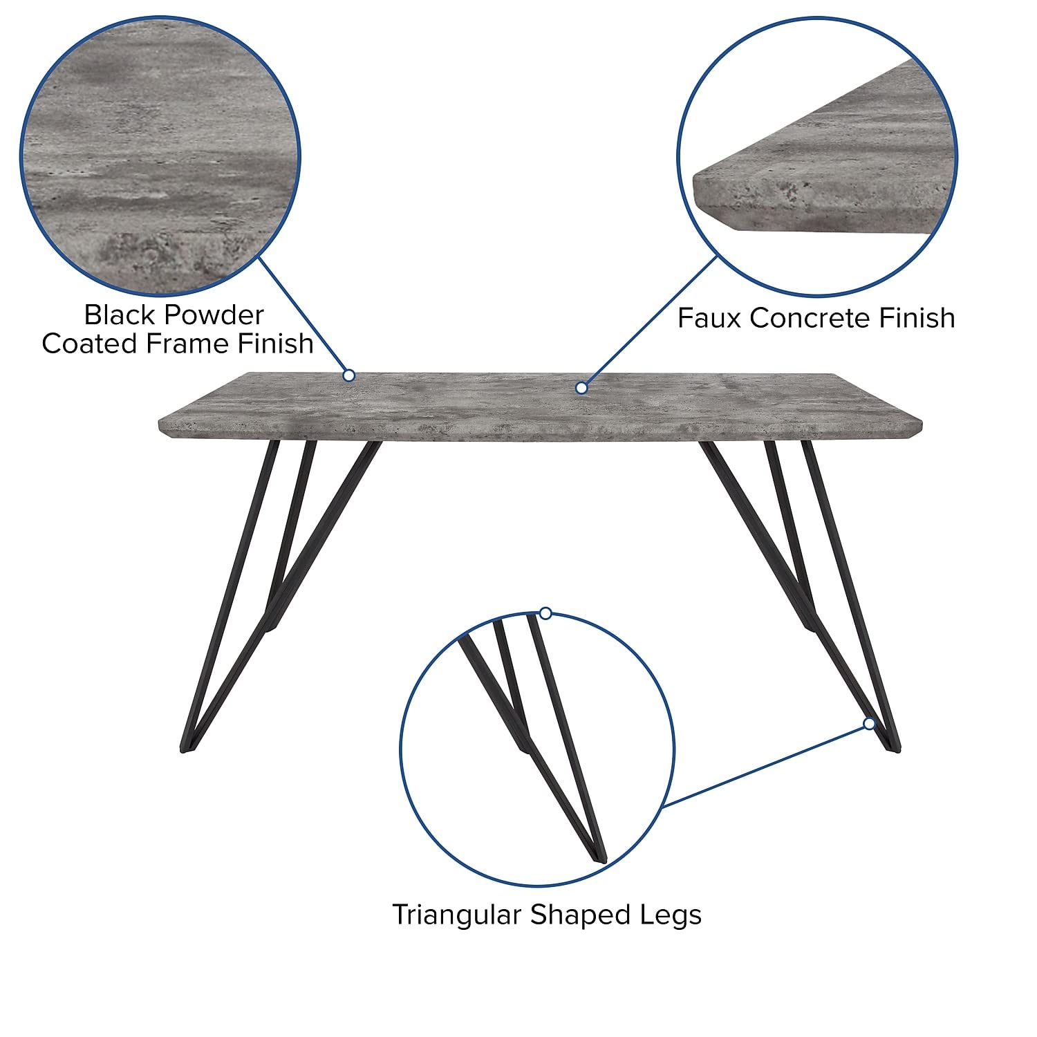 Flash Furniture Hg-Dt012-78054-Gg 63X31.5 Concrete Dining Table