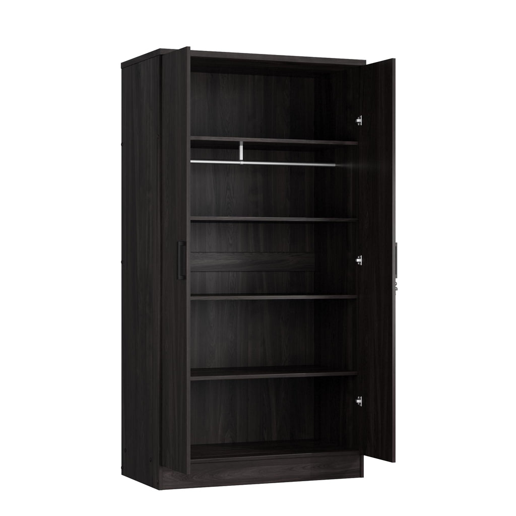 Woodpeckers Furniture And Mattress 2 Doors Wardrobe with Shelves (Tobacco)