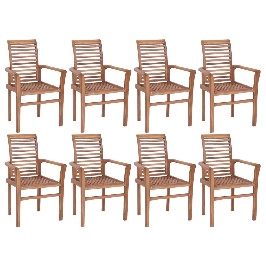 vidaXL Dining Chairs 8 Pcs, Accent Kitchen Living Room Chair, Stacking Dining Chair for Kitchen Bedroom, Retro Style, Solid Wood Teak