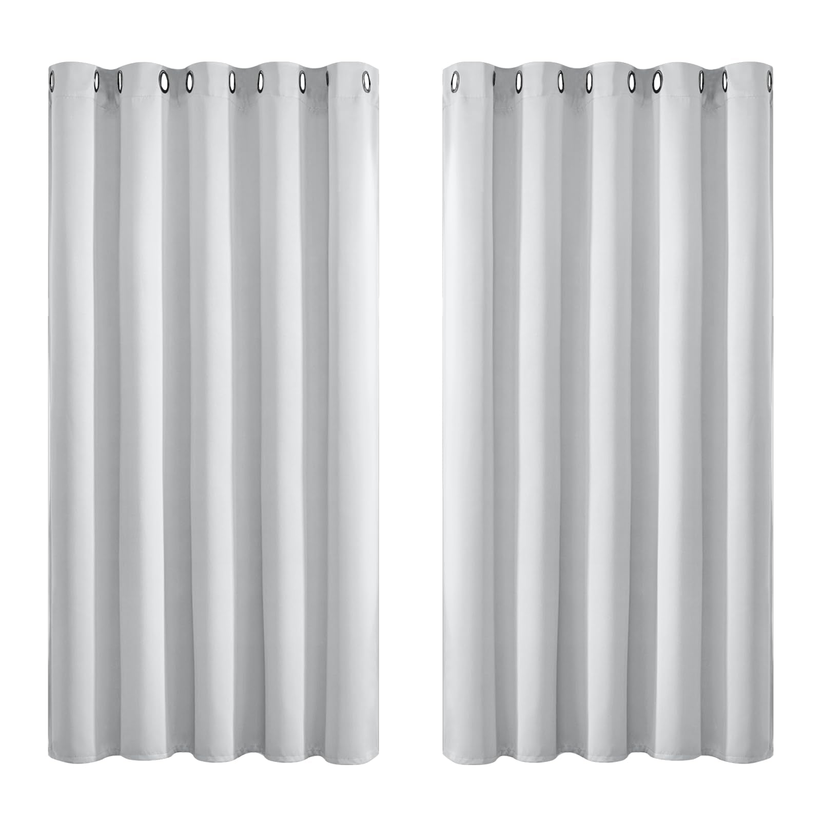 Yakamok Greyish White Curtains For Bedroom,Grommet Thermal Insulated Room Darkening Curtains For Living Room, 62W X 63L, 2 Panel