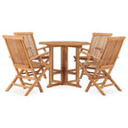 vidaXL Solid Teak Wood Folding Patio Dining Set - 5 Pieces Square Table & Chairs for Garden, Terrace