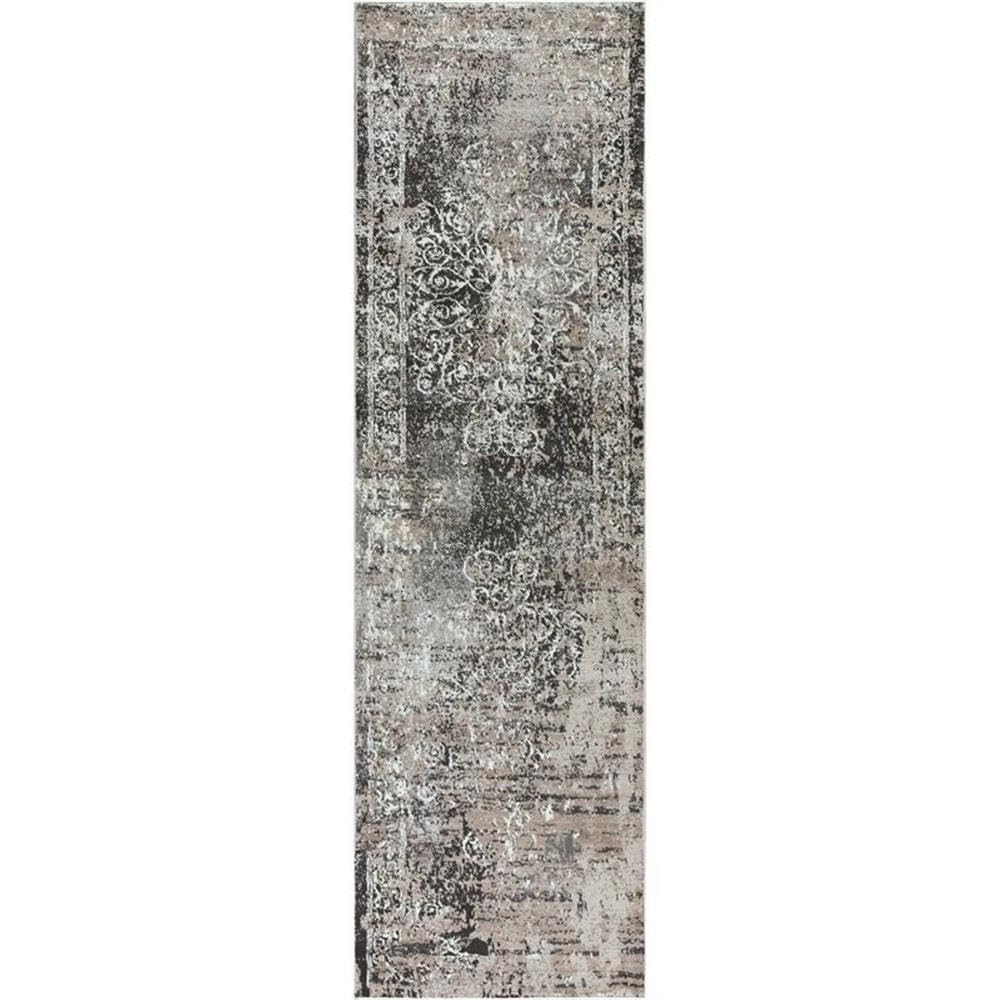 Alora Decor Swagger 2'3" X 7'7" Scroll Work Distress Taupe/Gray Area Rug