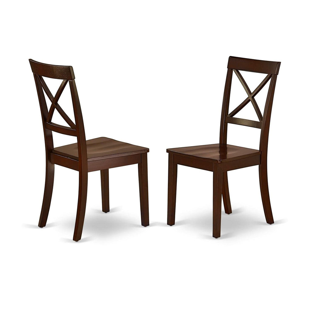 East West Furniture Psbo3-Mah-W 3 Piece Kitchen Table & Chairs Set Contains A Rectangle Dining Table With Butterfly Leaf And 2 Dining Room Chairs, 32X60 Inch, Mahogany