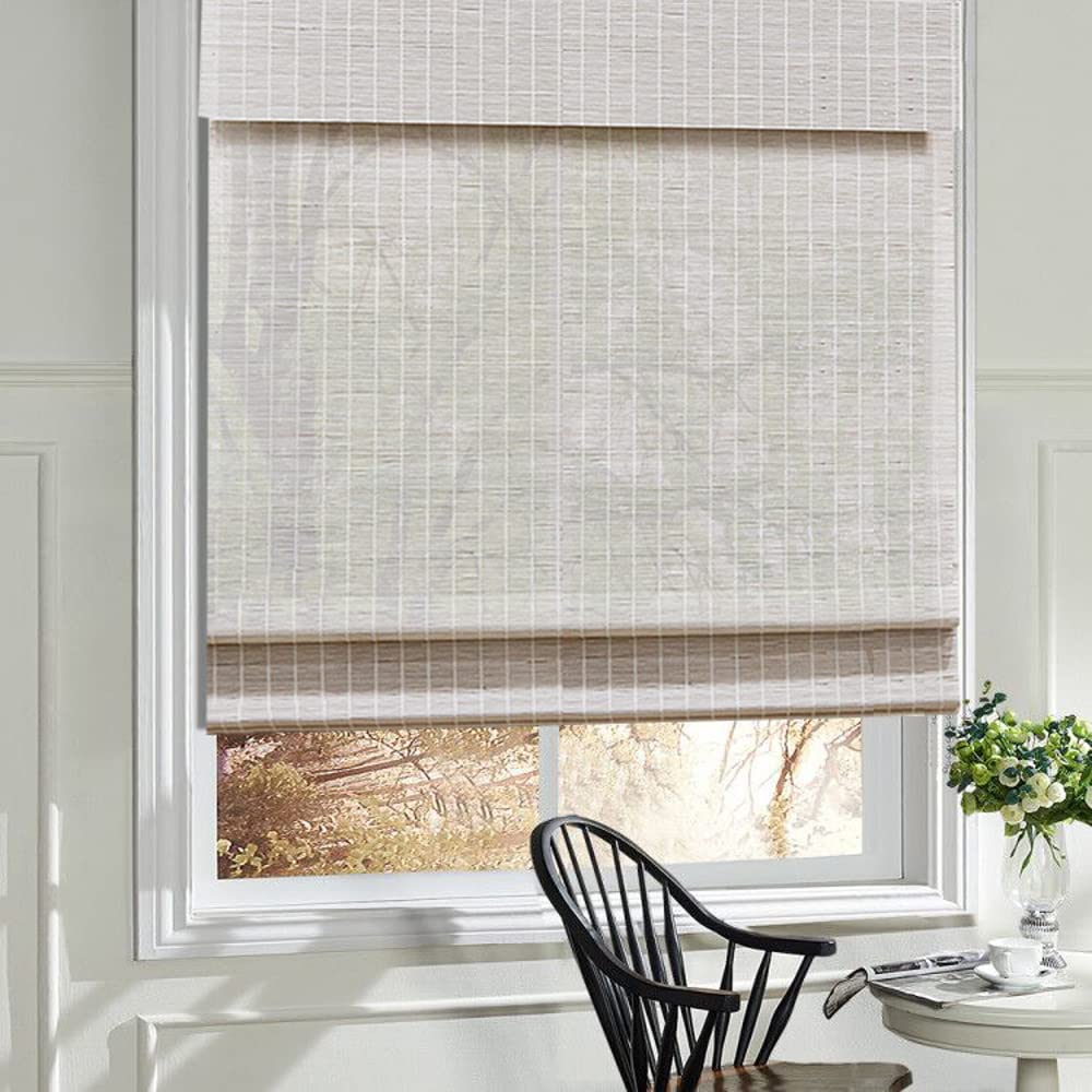 LANTIME Wood Window Roman Shades, Bamboo Light Filtering Roman Shades Blinds, Easy Installation for Home and Garden, Pattern 7