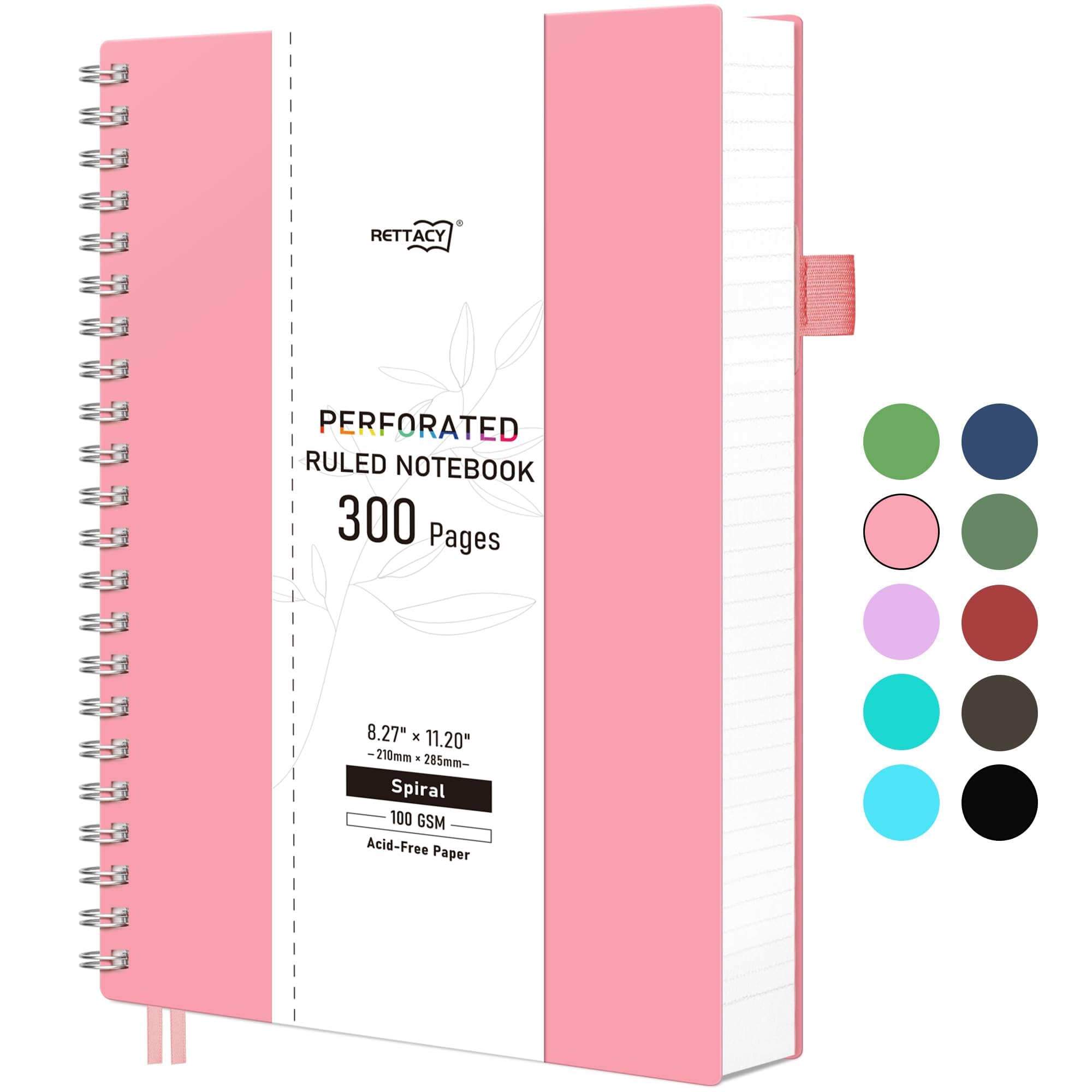 Rettacy Spiral Notebook, A4 College Ruled Notebook With 300 Perforated Pages, 8.2'    11.2', Large Notebook Journal For School