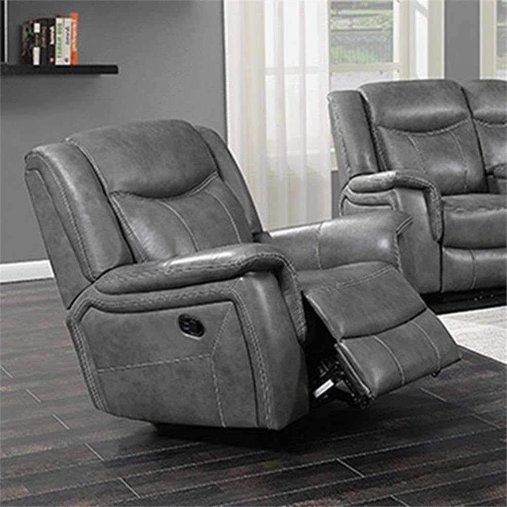 Coaster Conrad Motion Glider Recliner Light Grey Grey/Contemporary/Black