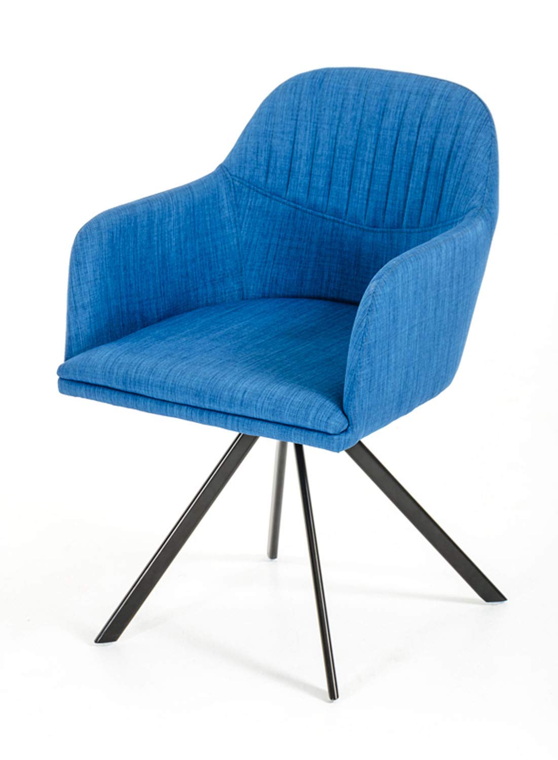 HomeRoots Furniture Kitchen Modern Blue Fabric Dining Arm Chair