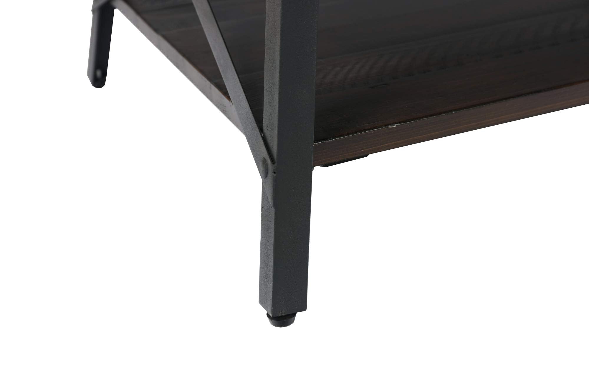 Madrona Burke Coffee Table Emily Espresso Brown and Steel Gray 48&quot; Solid Wood Top