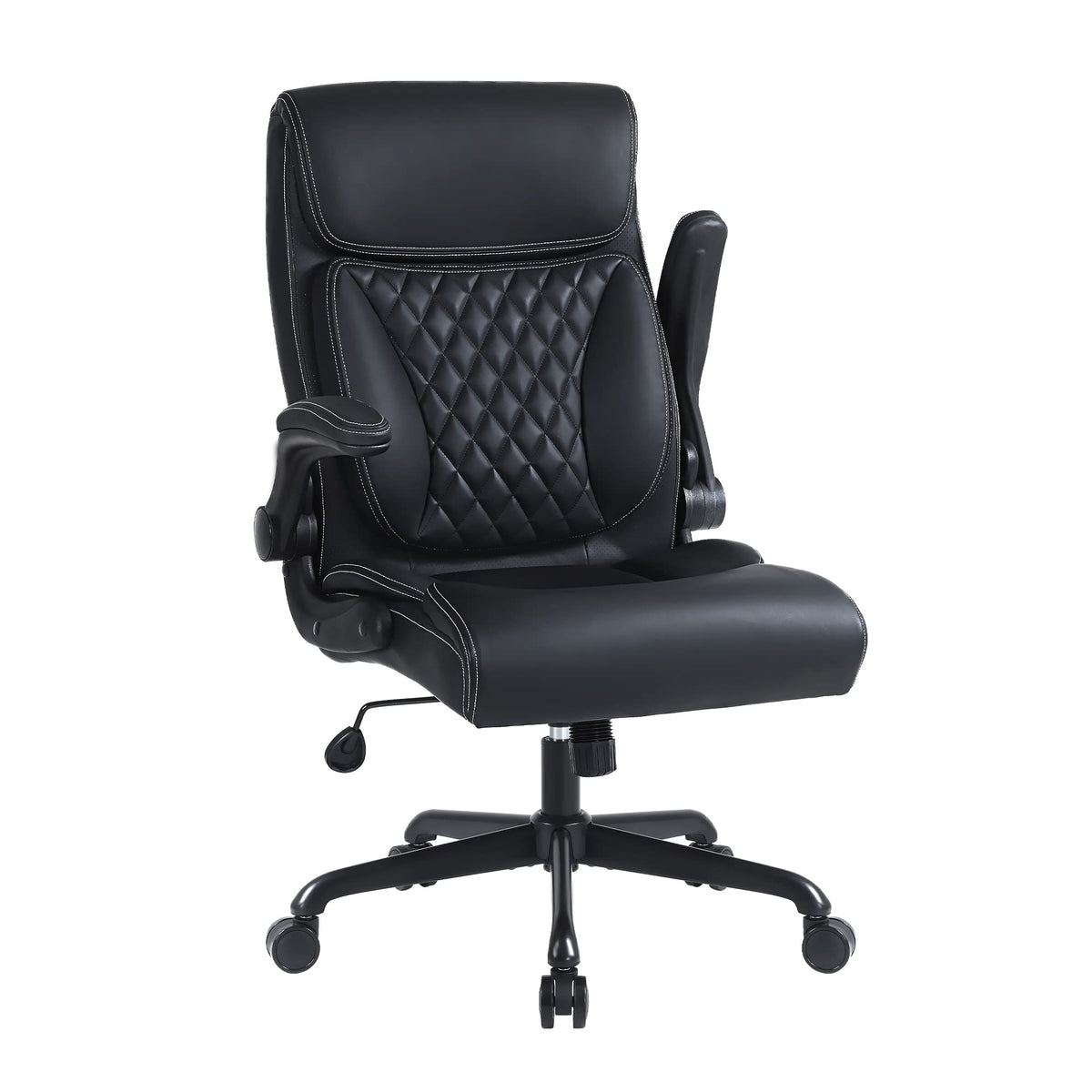 Youhauchair Executive Office Chair, Ergonomic Pu Leather Computer Desk Chair With Lumbar Support, Flip-Up Armrests And Adjustabl