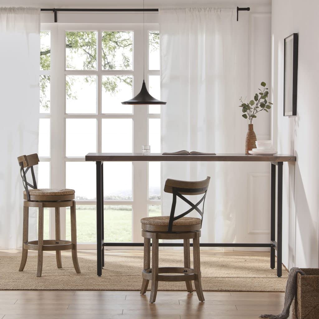 Boraam Myrtle Counter Height Stool, 24-Inch, Wheat Wire-Brush