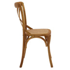 Modway Gear Rustic Modern Farmhouse Elm Wood Rattan Four Dining Chairs In Walnut