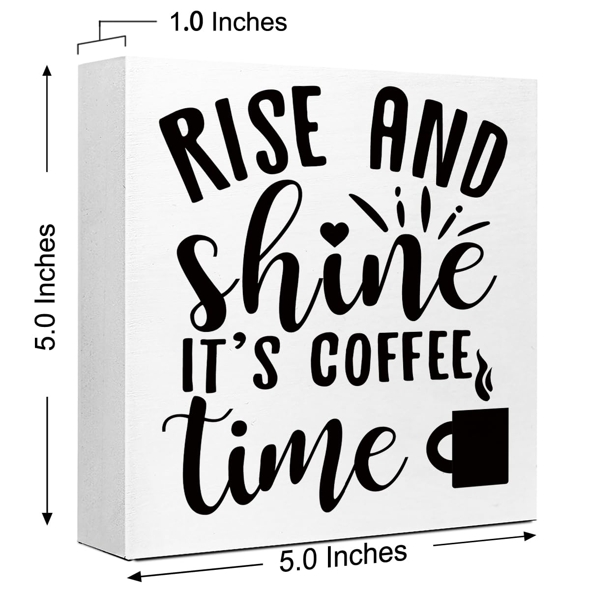 Rustic Rise And Shine It' Coffee Time Kitchen Sign Decor,Funny Kitchen Wood Block Signs,Farmhouse Kitchen Wooden Box Sin Decor F