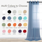 Koufall Dusty Blue Grommet Faux Linen Sheer Curtains 52X90 Inch Length