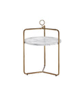 Steve Silver Furniture Miro Side Champagne Bronze Finish, White Faux-Marble Tray, Light and Airy Modern Design End Table, 19 x 19.5 x 28