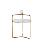 Steve Silver Furniture Miro Side Champagne Bronze Finish, White Faux-Marble Tray, Light and Airy Modern Design End Table, 19 x 19.5 x 28