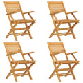 vidaXL Folding Patio Chairs 4pcs Set – 21.7"x24.4"x35.4" - Teak Wood Outdoor Seating – Foldable, Space-Saving Design - Smooth, Refined Finish – Comfortable Backrest and Armrests – Scandinavian Style