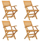 vidaXL Folding Patio Chairs 4pcs Set – 21.7"x24.4"x35.4" - Teak Wood Outdoor Seating – Foldable, Space-Saving Design - Smooth, Refined Finish – Comfortable Backrest and Armrests – Scandinavian Style