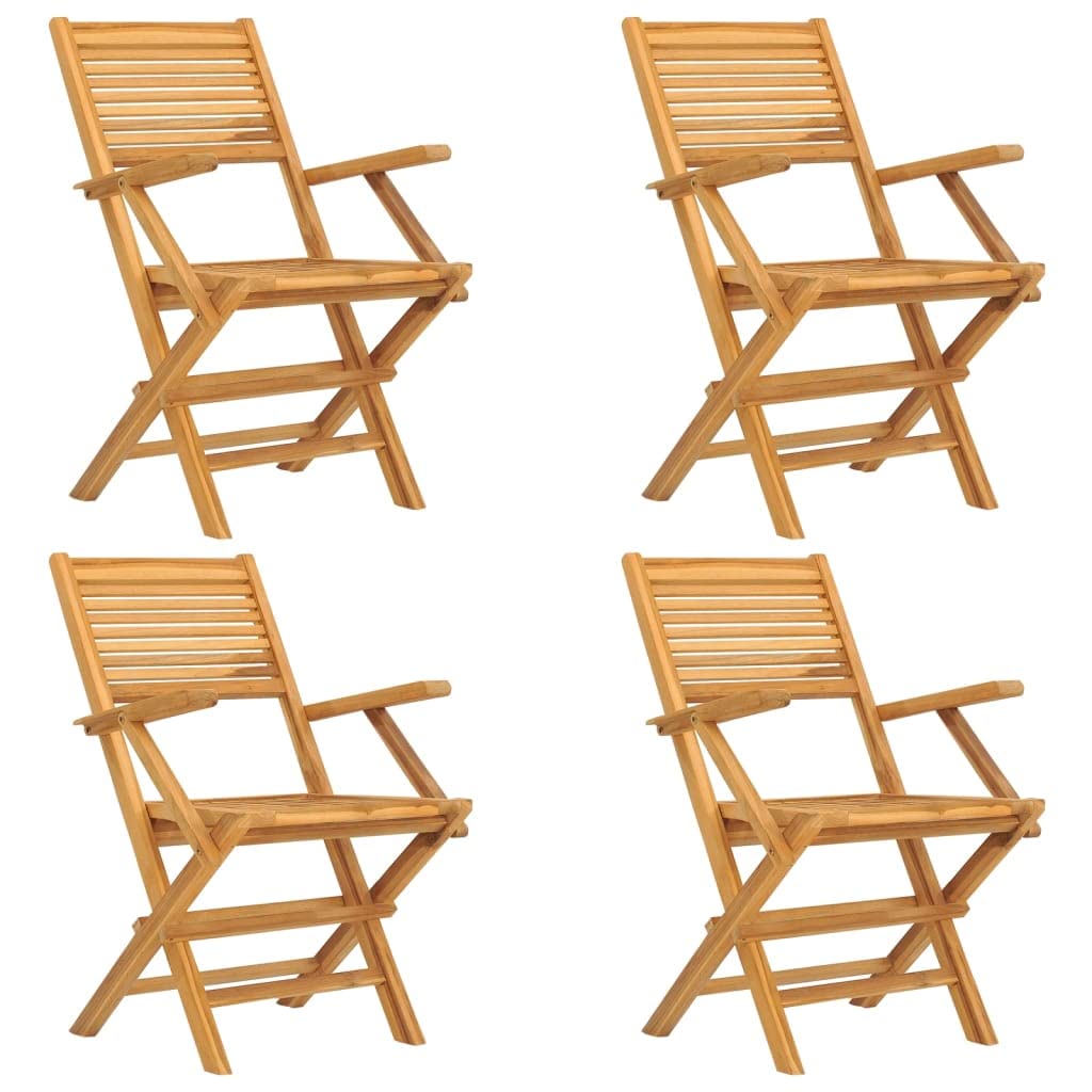 vidaXL Folding Patio Chairs 4pcs Set – 21.7"x24.4"x35.4" - Teak Wood Outdoor Seating – Foldable, Space-Saving Design - Smooth, Refined Finish – Comfortable Backrest and Armrests – Scandinavian Style