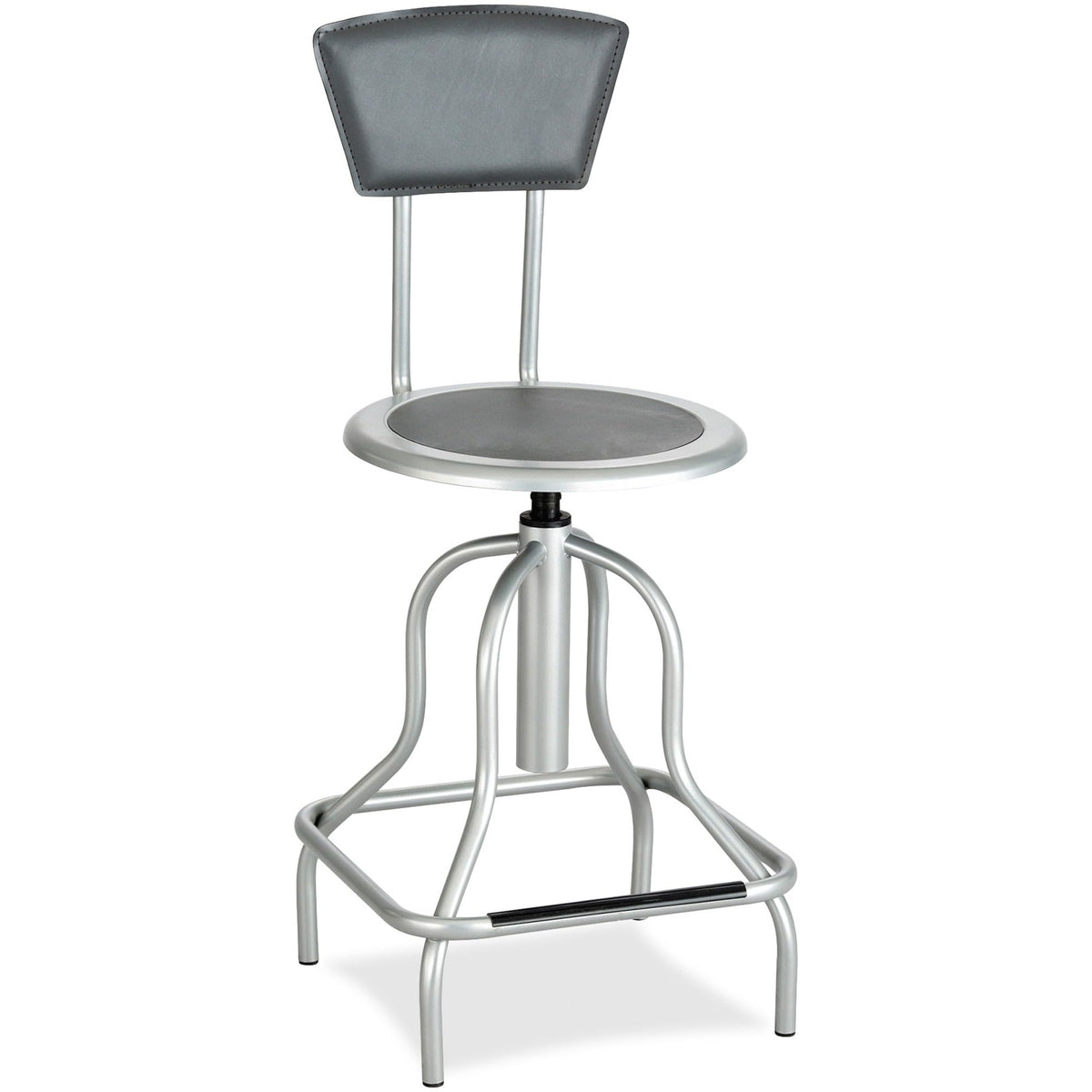 Safco Products 6664Sl Diesel High Base Stool With Back, Silver