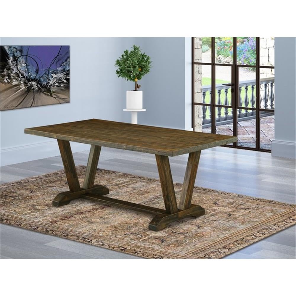 East West Furniture Vt777 V-Style Dining Room Table - A Rectangle Solid Wood Table Top With Stylish Legs, 40X72 Inch, Distressed Jacobean