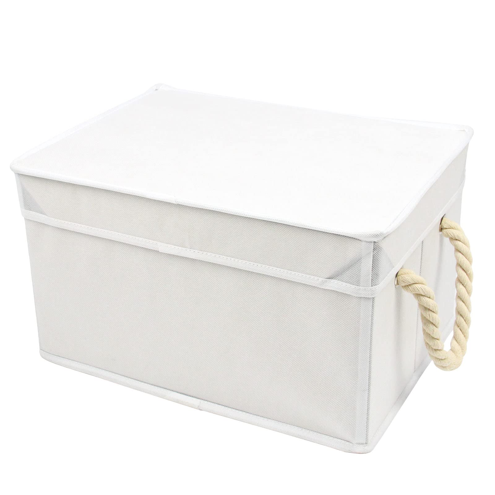 Casaphoria 3Pcs Cube Collapsible Fabric Storage Bins With Rope Handles,Thicker Foldable Rectangular Canvas Storage Box With Lid