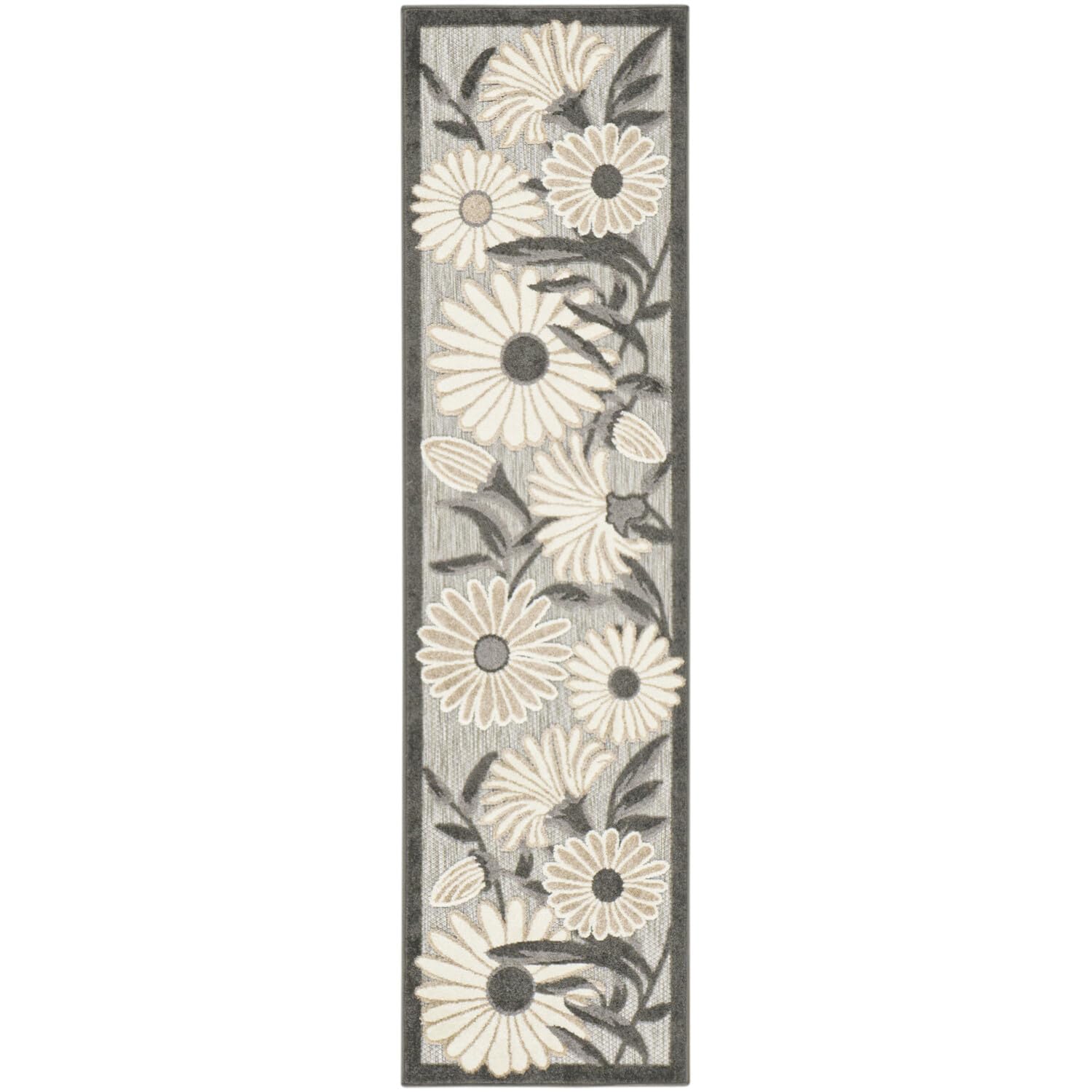 Nourison Aloha Outdoor Beige 2'3' X 12' Area Rug, Easy Cleaning, Non Shedding, Bed Room, Living Room, Dining Room, Deck, Backyard, Patio (2X12)