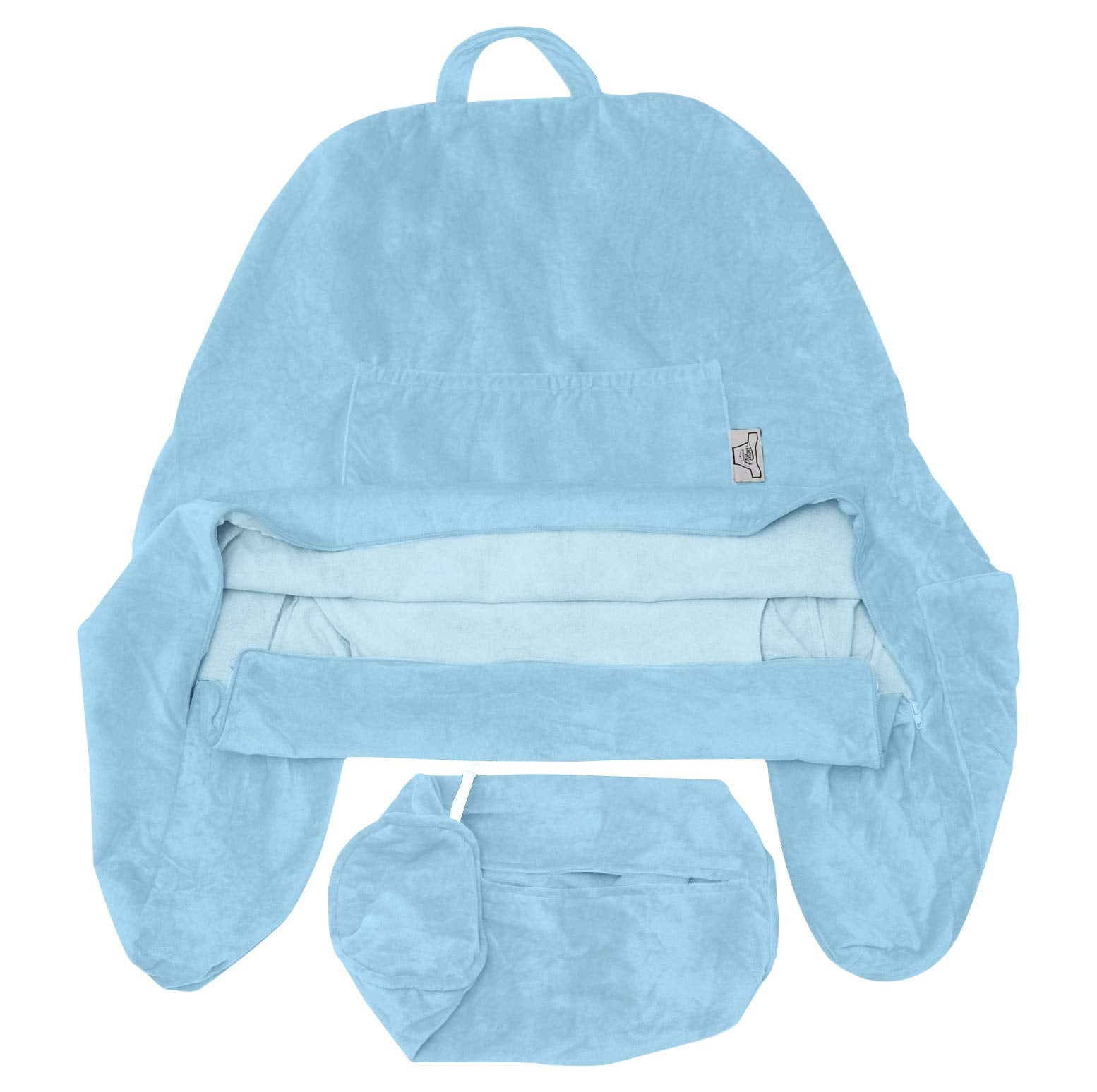 Husband Pillow Xxl Cover Only Sky Blue, Cozy Microfiber Bed Rest Pillow Cover With Arms - Array Of Colors - Generous Side And Ba