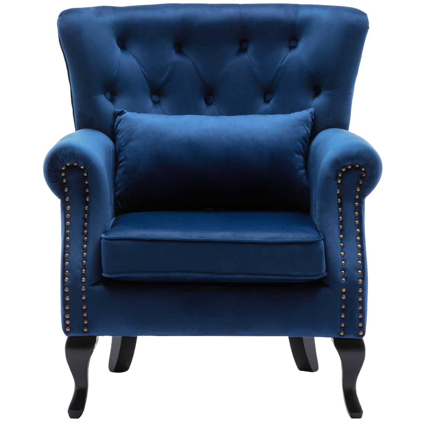 Chairus Mid-Century Modern Accent Chair Comfy Tufted Single Sofa Chair Wingback Armchair With Pillow For Club, Living Room, Bedr