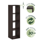 Furinno Cubicle Open Back Decorative Verticle Cube Storage Organizer, 4-Cube, Dark Oak