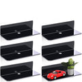 KEYOZA 6 Pcs Acrylic Floating Shelves 9 Inches Adhesive Wall Mounted Shelves No Drill Hanging Acrylic Wall Display for Living Ro