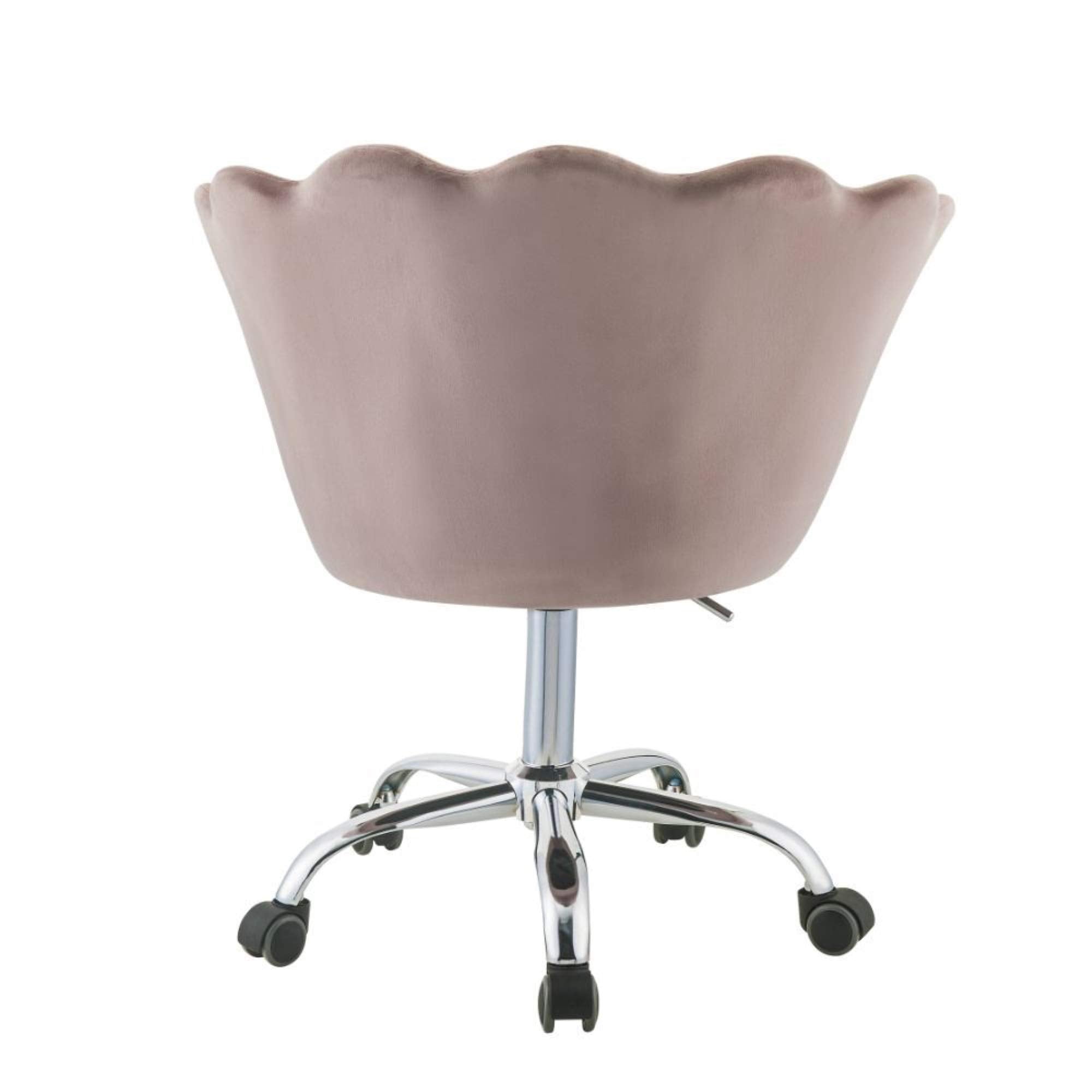 Acme Micco Tufted Velvet Upholstered Office Chair in Rose Quartz and Chrome