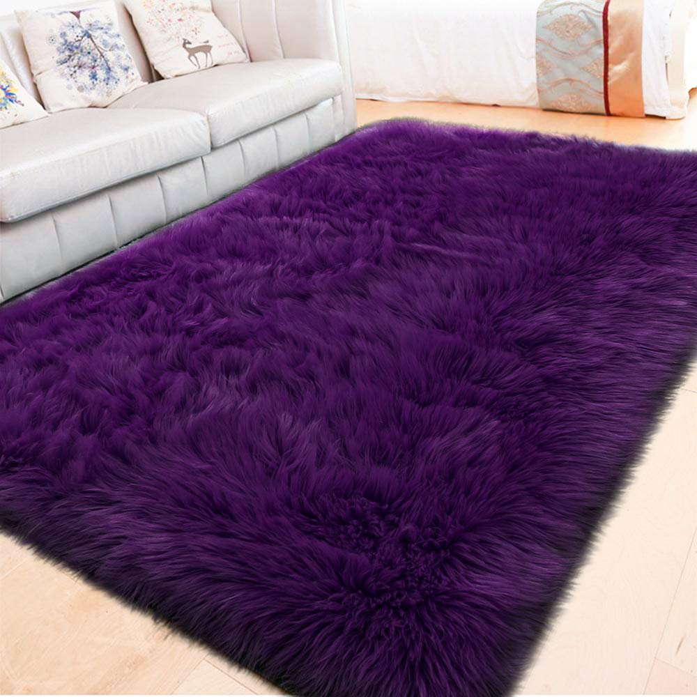 Lochas Soft Fluffy Faux Fur Rugs For Bedroom Bedside Rug 4X6, Washable Furry Area Rug Carpet For Living Room Dorm Floor, Durable