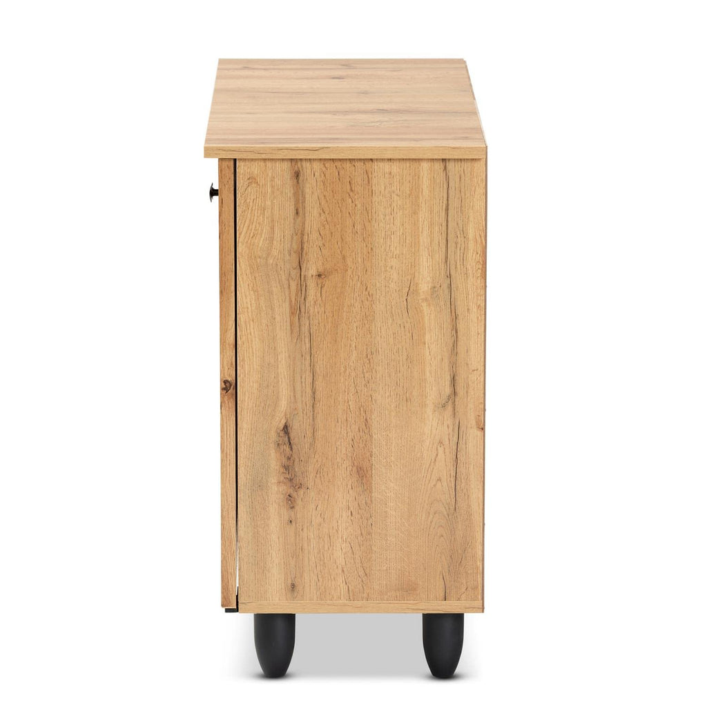 Baxton Studio Winda Modern and Contemporary Oak Brown Finished Wood 2-Door Shoe Cabinet