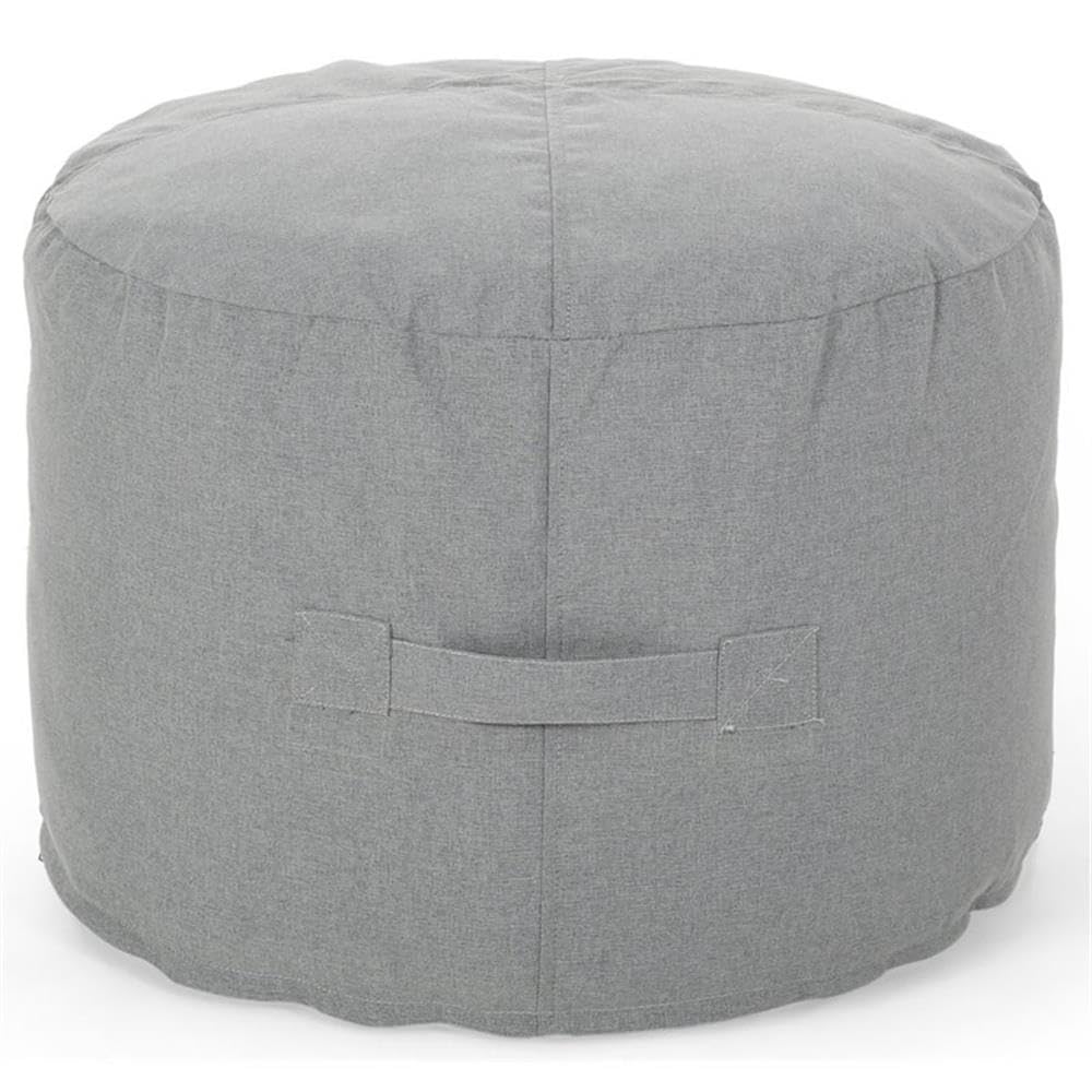 Noble House Simpao Indoor Water Resistant Fabric Ottoman Pouf in Charcoal