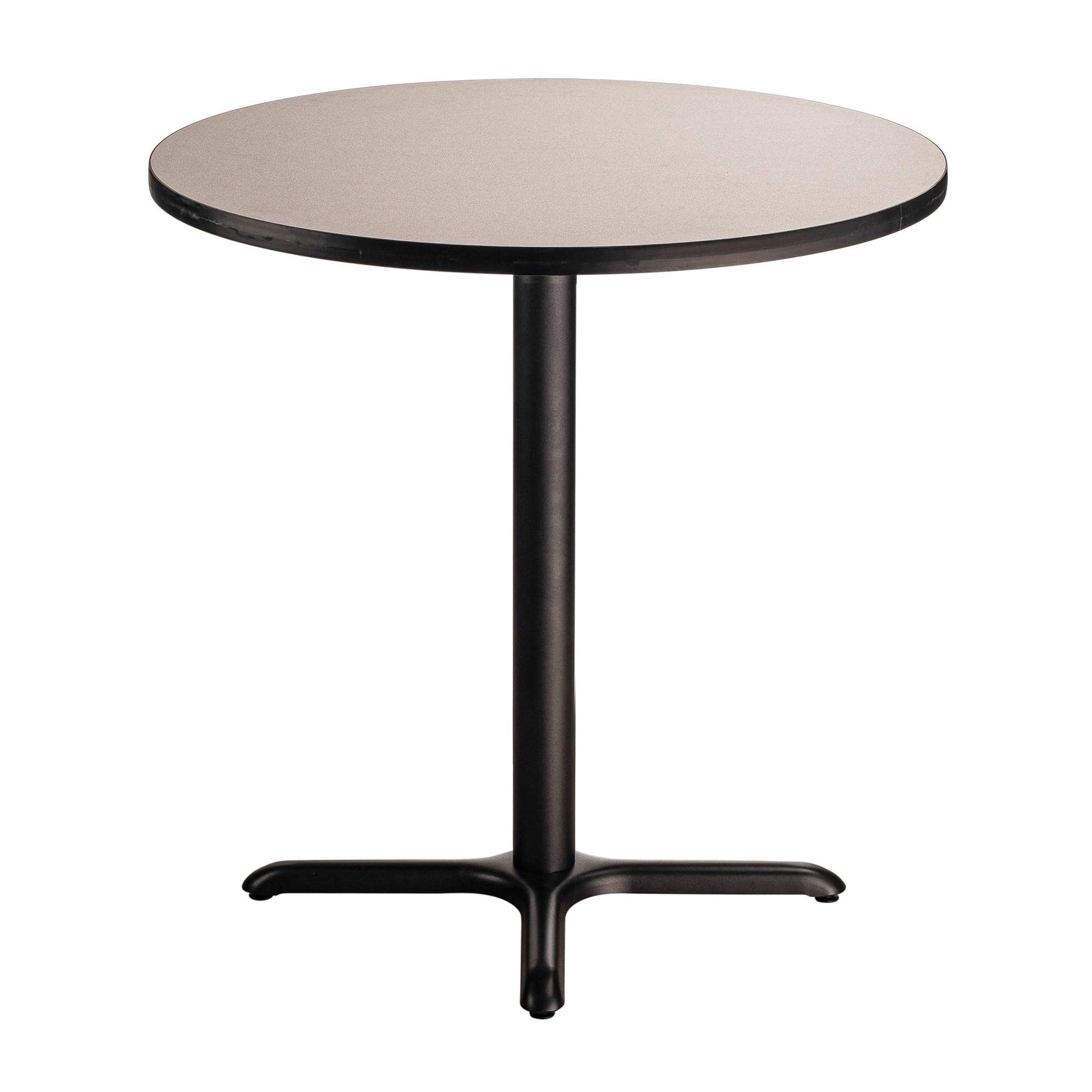 National Public Seating Nps 36&Quot; Round Cafe Table With X Base, 36&Quot; Height, Particleboard Core/T-Mold, Grey Nebula Top, Black Frame
