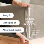 Extra Deep Pocket Cal King Sheets - 4 Piece Breathable & Cooling Bed Sheets - Hotel Luxury Bed Sheet Set - Soft, Wrinkle Free & Comfy - Easily Fits Extra Deep Mattresses - Heathered Beige Sheets Set