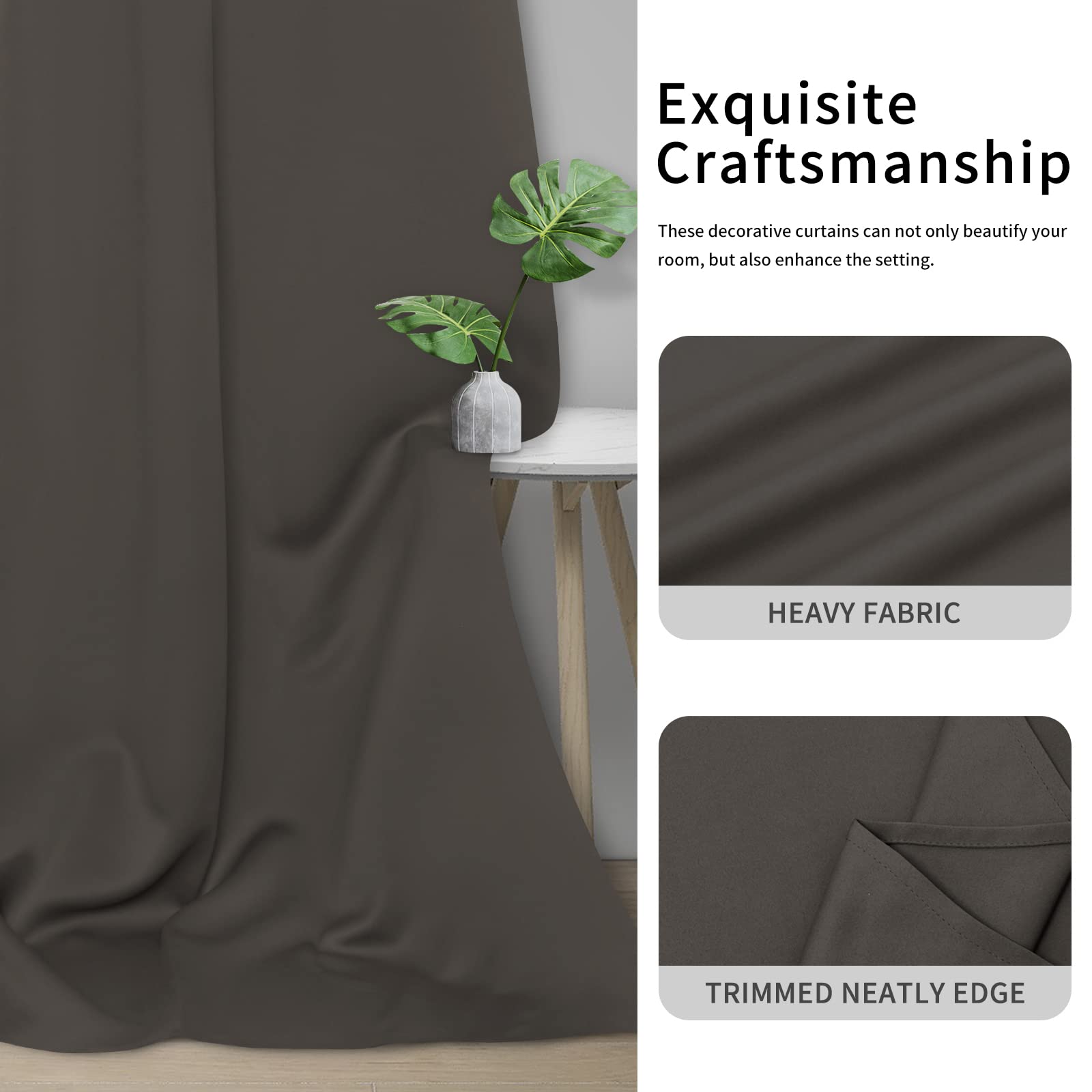 Easy-Going Blackout Curtains For Bedroom, Solid Thermal Insulated Grommet And Noise Reduction Window Drapes, Room Darkening Curtains For Living Room, 2 Panels (42X54 In, Taupe)