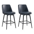 Chita Counter Height Swivel Barstools, Fsc Certified Upholstered Faux Leather Bar Stools Set Of 2, Metal Base, 27.2' Seat Height, Blue