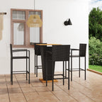vidaXL Patio Bar Set 5 Piece Black PE Rattan with Acacia Wood Tabletop and Chairs for Garden, Patio, Terrace