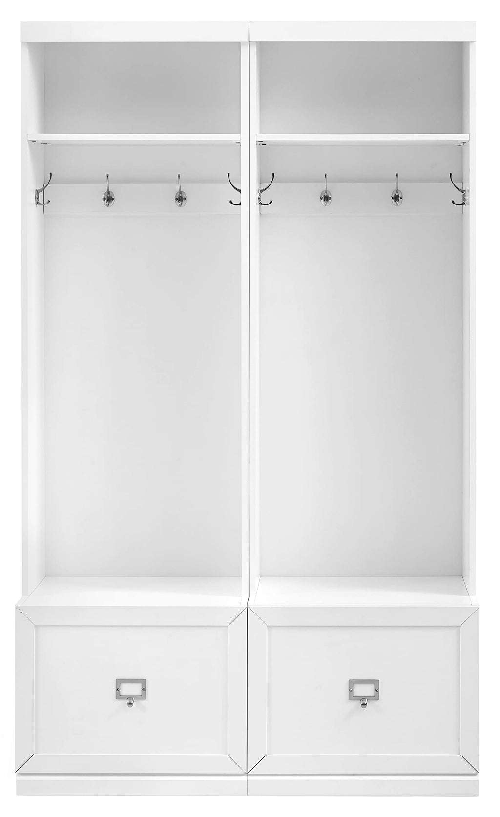 Crosley Furniture Harper 2-Piece Hall Tree Entryway Set with Storage Bench and Coat Rack Hooks for Hanging, White