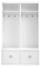 Crosley Furniture Harper 2-Piece Hall Tree Entryway Set with Storage Bench and Coat Rack Hooks for Hanging, White