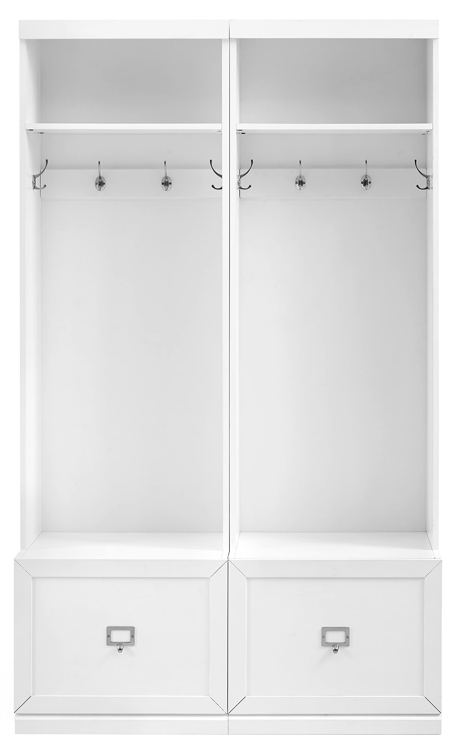 Crosley Furniture Harper 2-Piece Hall Tree Entryway Set with Storage Bench and Coat Rack Hooks for Hanging, White