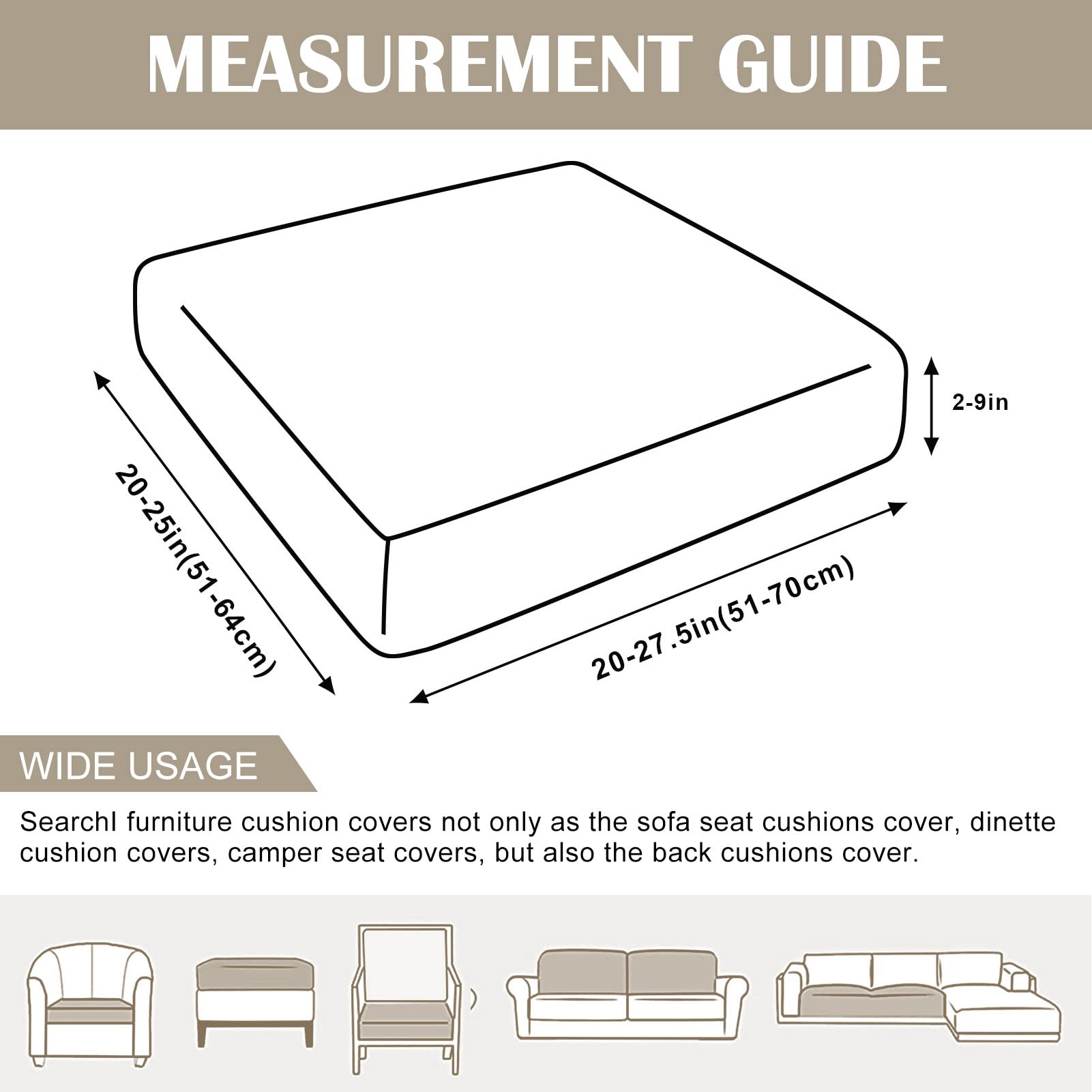 Searchi Printed Sofa Couch Cushion Covers Replacement Couch Seat Covers Stretch Christmas Sofa Seat Slipcovers Washable Furniture Protectors Sofa Slipcover Soft With Elastic Bottom(Small-1 Seat)