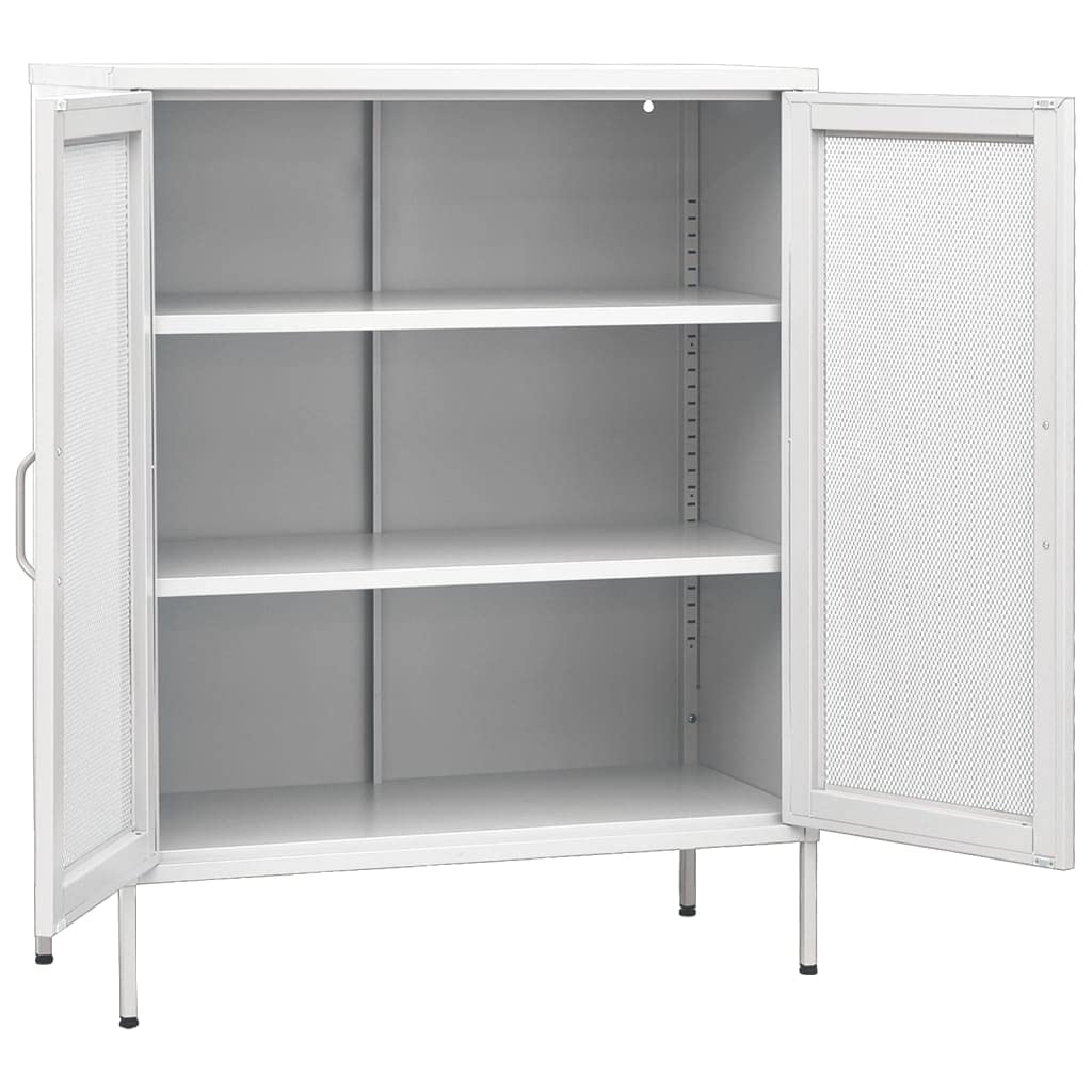 vidaXL Industrial Style Storage Cabinet - White Steel Material - Durable & Adjustable - Perfect for Home Decor with 31.5&quot;x13.8&quot;x40&quot; Dimensions
