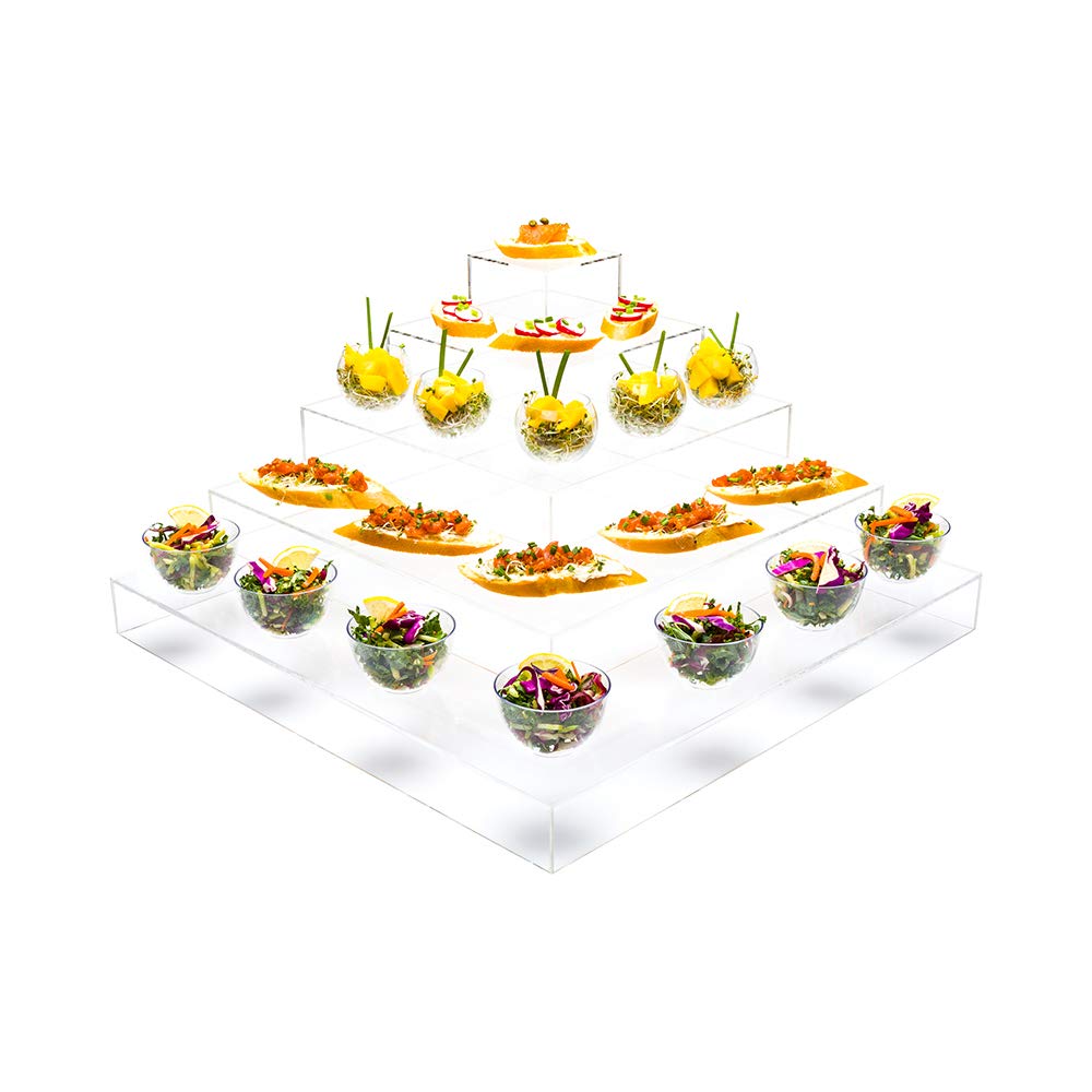 Restaurantware Clear Tek 19.7 x 19.7 x 9.8 Inch Dessert Tower Stand 1 Pyramid Cupcake Holder For Parties - 5-Tiers Sturdy Clear 