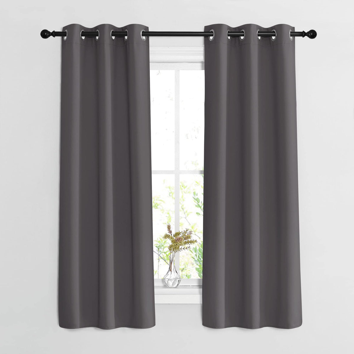 Nicetown Blackout Window Curtains 63 Inch Length 2 Panels - Grommet Top Room Darkening Thermal Insulated Solid Vertical Drapes F
