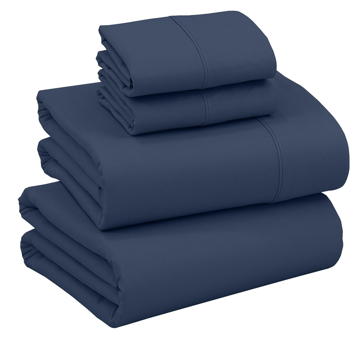 Ruvanti California King Sheets Set, Brushed Microfiber Sheets 4 Pieces (1 Fitted Sheet, 1 Flat Sheet, 2 Pillowcases), With 15-Inch Deep Pockets, Lightweight & Compfy Premium Hotel Bedding, Navy Blue