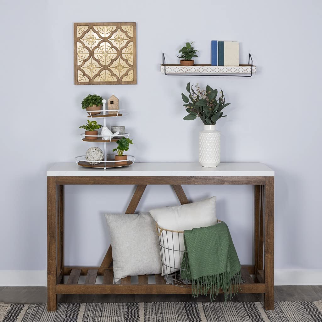 HomeRoots Multi 60% Wood 30% Metal 10% MDF Rustic Pattern Wooden Wall Shelf