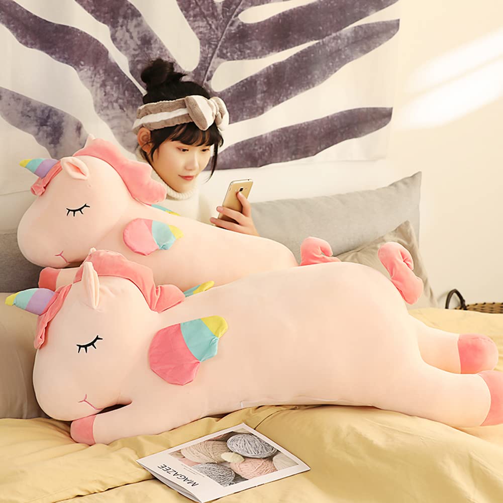 Hitoshe Unicorn Plush Hugging Pillow, Big Unicorn Stuffed Animal Body Pillow Toy Gifts For Kids, Valentine, Christmas (Pink, 39.